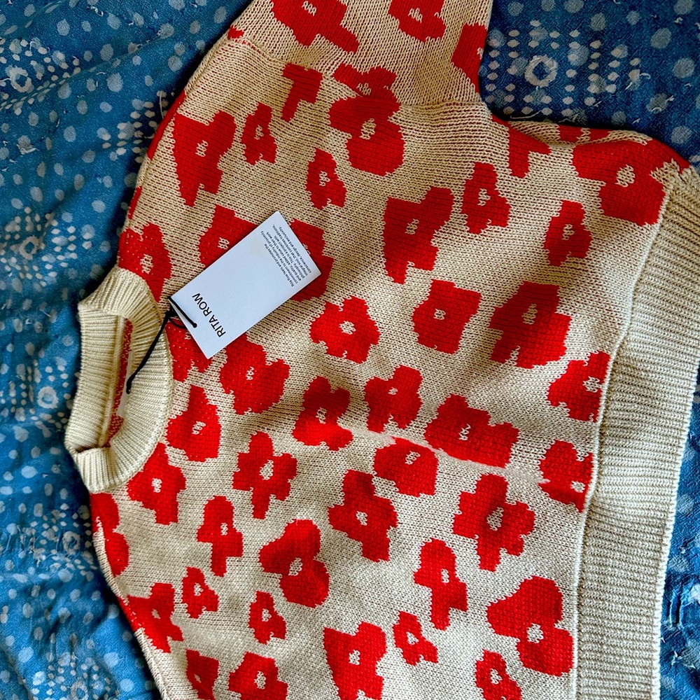 Rita Row Pattie Sweater in Red Flower; new with tags